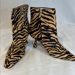 Sam Edelman, Zebra Print Ankle Boots w/ heel, Leather, 7 1/2, faux fur, NWT